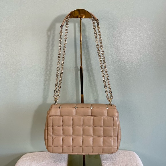 Michael Kors Women's Tan Leather SoHo Chain Quilted Shoulder Crossbody Sling Bag - Picture 2 of 14